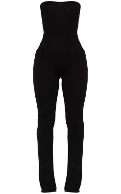 Black Jersey Bandeau Tie Back Detail Jumpsuit