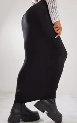 Black Jersey Low Rise Maxi Skirt