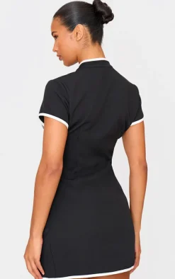 Black Key Hole Contrast Mini Dress