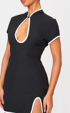 Black Key Hole Contrast Mini Dress