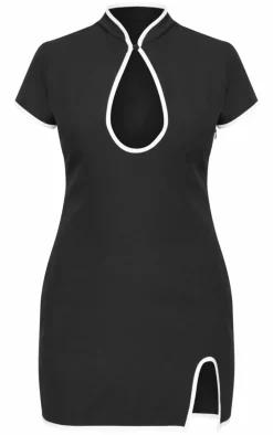 Black Key Hole Contrast Mini Dress