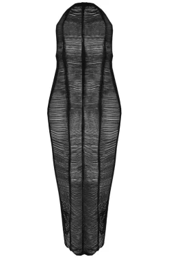 Black Knitted Tassel Maxi Beach Dress