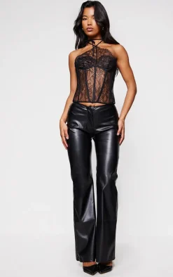 Black Lace Boned Necklace Detail Corset