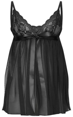 Black Lace Bow Detail Babydoll