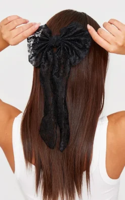 Black Lace Bow Hair Clip