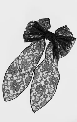 Black Lace Bow Hair Clip