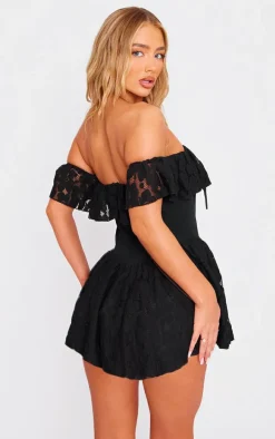 Black Lace Floaty Corset Romper
