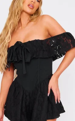 Black Lace Floaty Corset Romper