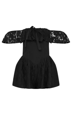 Black Lace Floaty Corset Romper