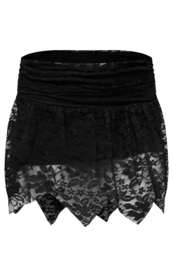 Black Lace Layered Mini Skirt