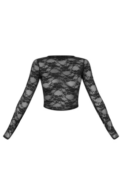 Black Lace Long Sleeve Top