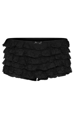 Black Lace Low Rise Frilly Bloomers