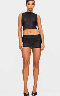 Black Lace Low Rise Mini Skirt