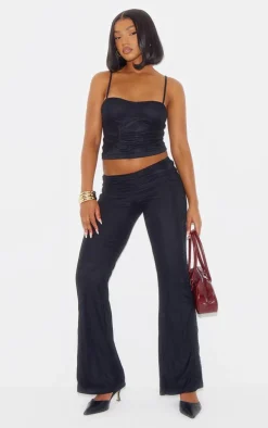 Black Lace Mesh Panel Skinny Flares