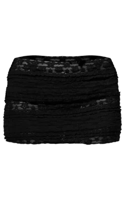 Black Lace Mini Beach Skirt