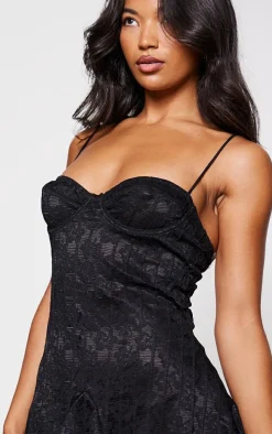 Black Lace Mini Shift Dress