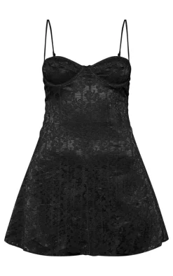 Black Lace Mini Shift Dress