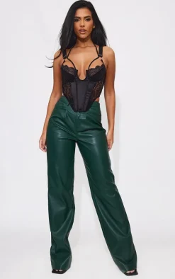 Black Lace Satin Mix Thick Strap Corset