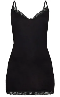 Black Lace Trim Jersey Nightie