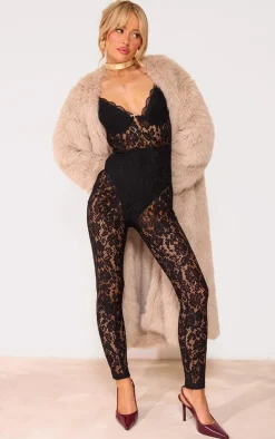 Black Lace Underwired Corset Strappy Jumpsuit