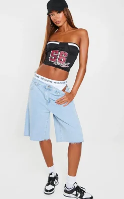 Black Lace Up Back Sport Printed Corset