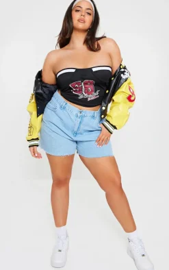 Black Lace Up Back Sport Printed Corset