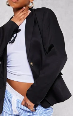 Black Lace Up Sleeve Blazer