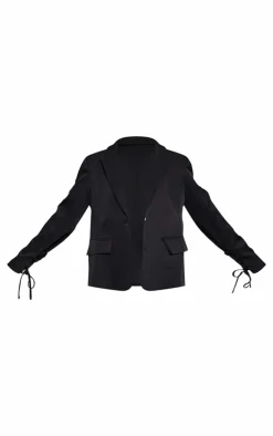Black Lace Up Sleeve Blazer