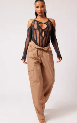 Black Laddering Knit Ring Detail Bodysuit