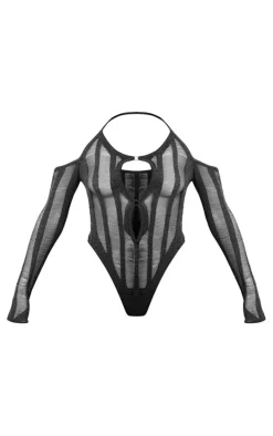 Black Laddering Knit Ring Detail Bodysuit
