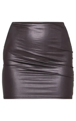 Black Leather Look Mini Skirt