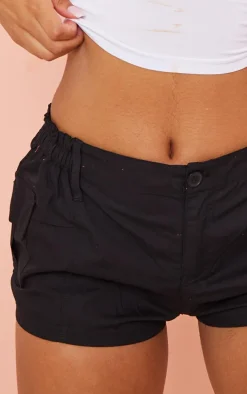 Black Lightweight Low Rise Cargo Shorts