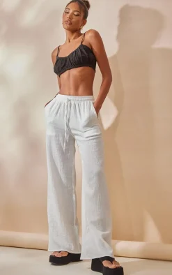 Black Linen Feel Pleated Bralet