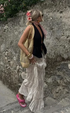 Black Linen Look Halterneck Backless Top