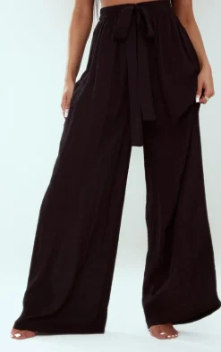 Black Linen Look Palazzo Beach Pants