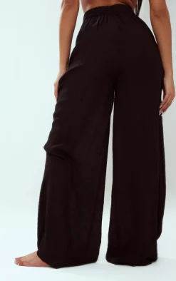 Black Linen Look Palazzo Beach Pants
