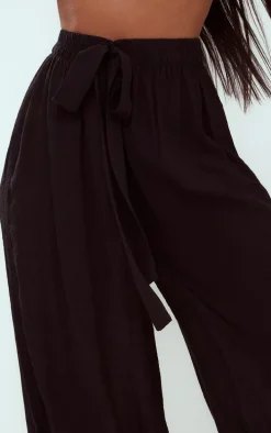 Black Linen Look Palazzo Beach Pants