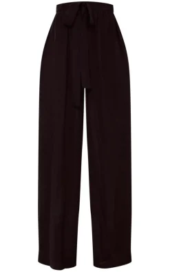 Black Linen Look Palazzo Beach Pants