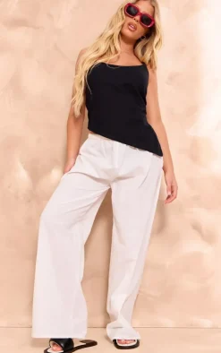 Black Linen Strappy Asymmetric Cami Top