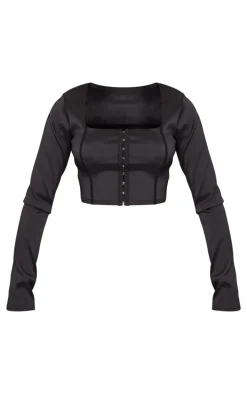Black Long Sleeve Bengaline Corset