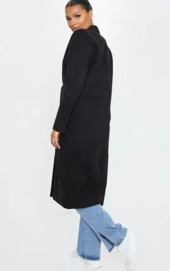 Black Longline Double Breast Coat