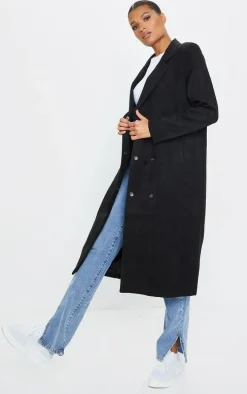 Black Longline Double Breast Coat