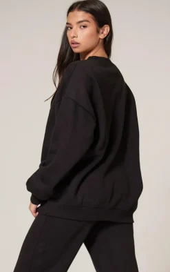 Black Longline Oversized Sweatshirt