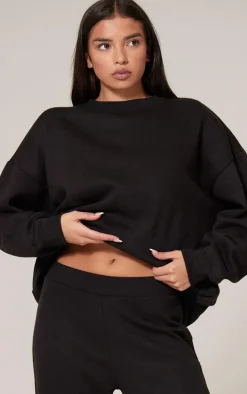 Black Longline Oversized Sweatshirt