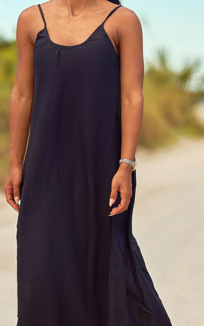 Black Low Back Oversized Maxi Beach Dress