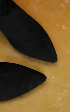 Black Low Block Heel Knee Boot