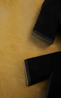 Black Low Block Heel Knee Boot