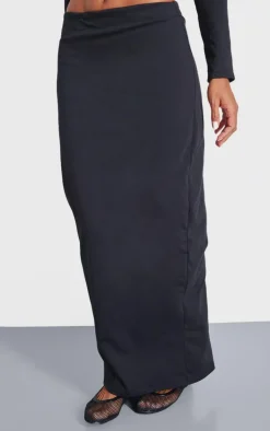 Black Low Rise Maxi Skirt