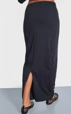 Black Low Rise Maxi Skirt