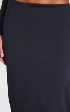 Black Low Rise Maxi Skirt
